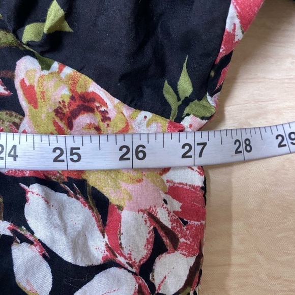 Roamans Black Floral Button Front Pleated Top Plus Size 20W - Picture 4 of 6